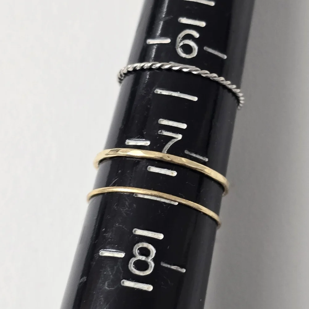 Minimalist 14K Gold Ring Set – 3 Stackable Bands